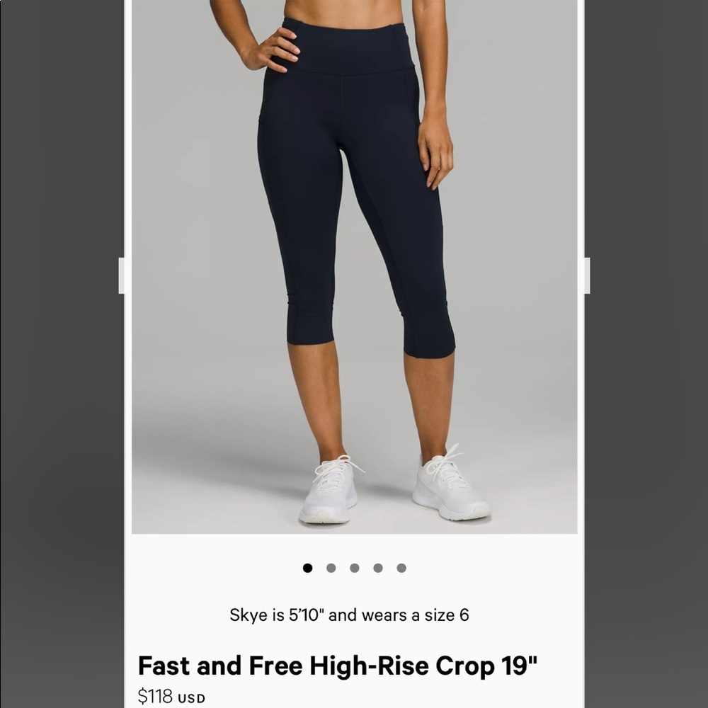 lululemon fast and free high rise crop